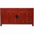 Chinese Red Manchurian Painted Sideboard