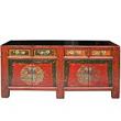 Mongolian Painted Red Cabinet