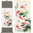 Chinese Koi Fish Large Silk Scroll