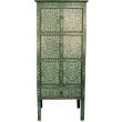 Chinese Tibetan Green Cabinet with Flora Painting