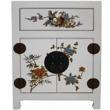 Chinese White Floral Painted Bedside