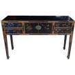Black Lacquer Console Table with painted Butterflies
