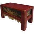 Chinese Rectangular Red Stool/Low Table w/Paintings