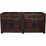 Original Shanxi Distressed Red Sideboard w/ Patina