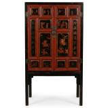 Chinese Cabinet with Couplet and Drawings