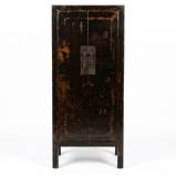 Antique Chinese Cabinet Black Slim Gold Painting