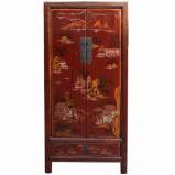 Red Medium Cabinet with Gold Painting