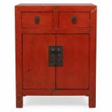 Antique Chinese Bedside Table Red 