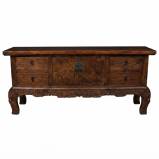 Original Natural Elm Console Table w/Carvings