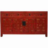 Chinese Red Manchurian Painted Sideboard