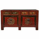 Mongolian Painted Red Sideboard buffet