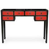 Manchurian 6-Drawer Red and Black Console Table