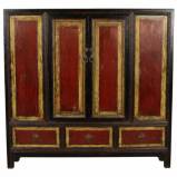 Large Wide Black and Red Cabinet