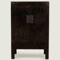 Antique Chinese Old Black Cabinet w/ Paintings