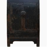 Antique Old Black Chinese Cabinet with Paintings