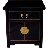 Black Lacquered Tapered Bedside Table