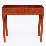 Red Patina Two Drawer Side/Hall Table
