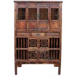 Antique Chinese Kitchen Cabinet w/Lattice Door