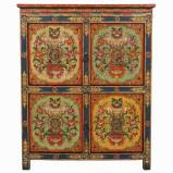Chinese Cabinet w/Hand Painted Tibetan Symbols 