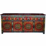 Large Tibetan Poly-chrome Sideboard Credenza