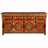 Large Tibetan Poly-chrome Sideboard Credenza