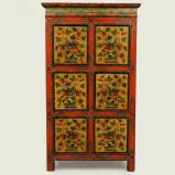 Tibetan Red and Yellow Six Drawers Side Table/CD Cabinet