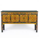 Tibetan Four Door Console Hall Table Painted 