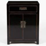Black Lacquered Chinese Large Bedside Table 