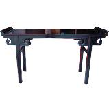 Black Lacquered Everted End Double Sides Chinese Console Table 