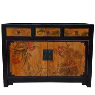 Chinese Painted Sideboard Black and Orange