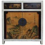 Chinese Cabinet w/ Painted Mountain Scene