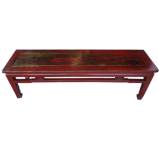 Red Chinese Gongfu Bench Antique With Waist and Carvings