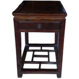 Antique Chinese Elm Tea Table w/Drawer and Lattice 