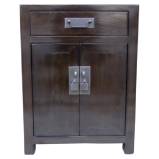 Dark Brown Elm Chinese Bedside Table