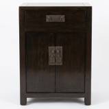 Dark Brown Elm Chinese Bedside Table