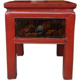 Red Side Table w/Black Painted Drawer