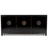 Black Lacquered Chinese Sideboard Six Doors 200cm Large 