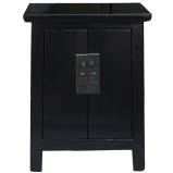 Black Lacquered Tapered Two Doors Bedside Table 