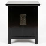 Black Lacquered Tapered Two Doors Bedside Table 