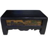 Chinese Rectangular Black Stool/Low Table w/Paintings 