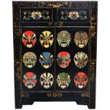 Chinese Bedside Table w/Painted Opera Masks