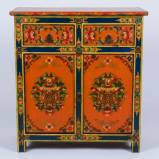 Tibetan Side Cabinet Blue and Orange Tone 