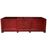 Antique Chinese Red Low Sideboard TV Unit w/Patina 