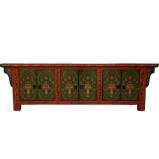 Low Sideboard Orange Frame with Embossed Flora & Symbols  